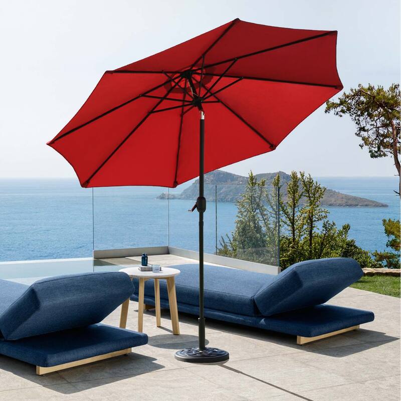 9 ft Round Patio Umbrella Outdoor Market Table Umbrella with Tilt and Crank lift for Garden, Lawn, Deck, Backyard & Pool