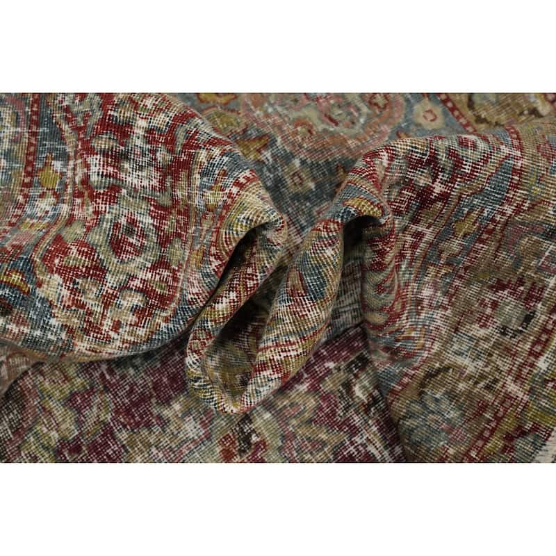 Hand Knotted Oriental 100% Wool Carpet Traditional Floral Pink Tabriz Area Rug - 13' 10'' X 10' 10''