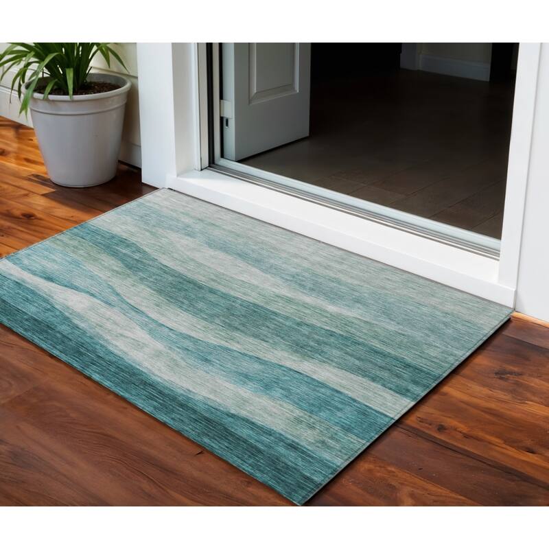 HomeRoots Abstract Transitional Rectangle Outdoor Rug - 3' x 5'