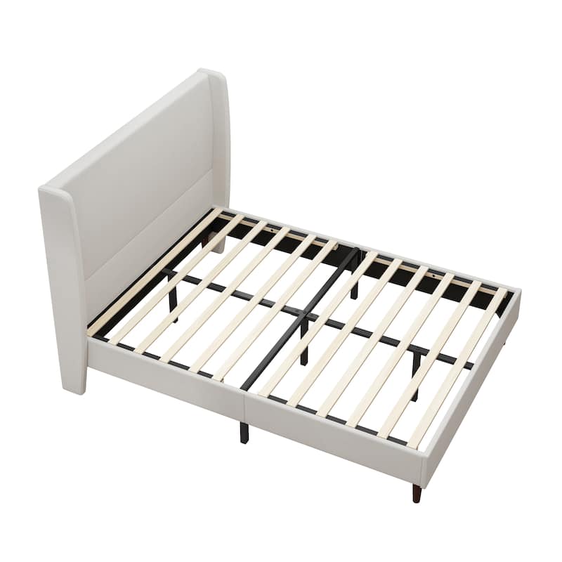 GDFStudio - Oliver High Back Soft Bed with 12-Slat Support and Plush Upholstery