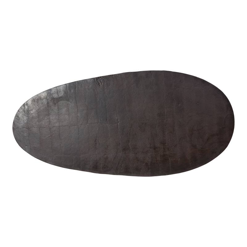 NADAAL STUDIOS Vynessa Coffee Table, Solid Aluminum Construction, Organic Oval Shape, Black