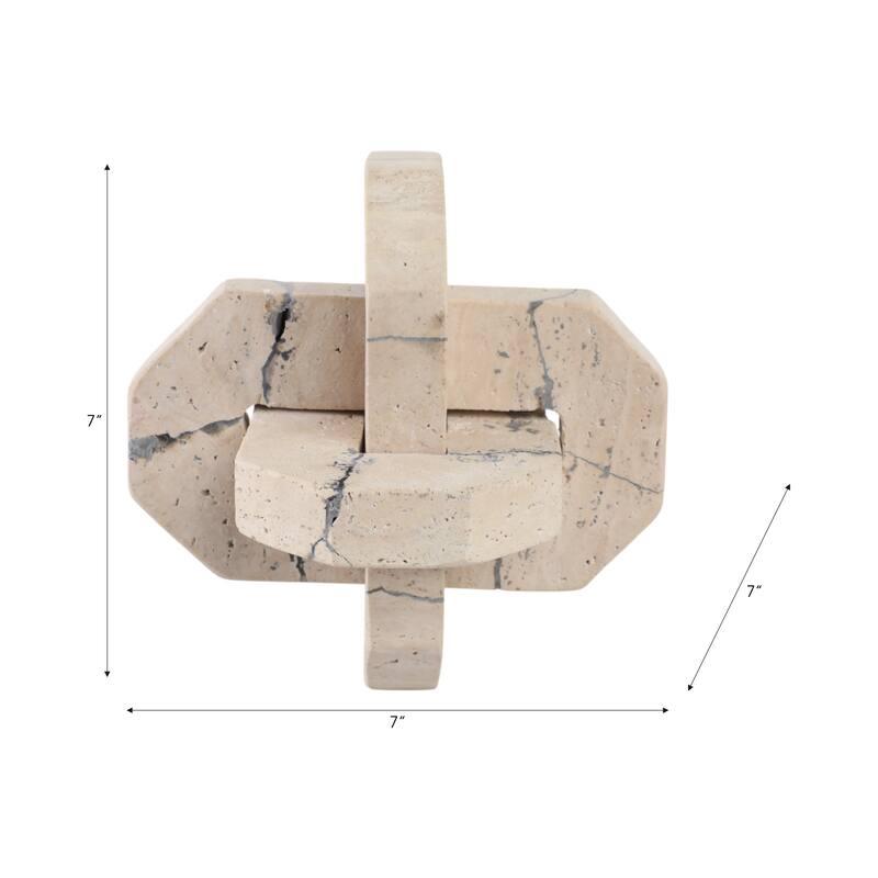Stone Decorative Object Interlocking Geometric Sculptural Design