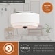 preview thumbnail 5 of 16, Burnaby Mid-Century Modern Ceiling Mount Light White Linen Drum Shade