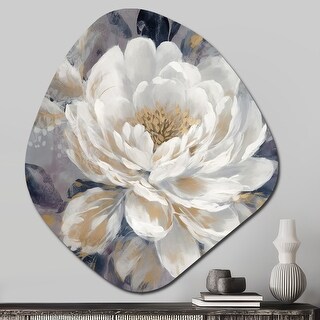 Designart - Emotions Of White Gold Peony Flower I - Peonies Metal Wall ...