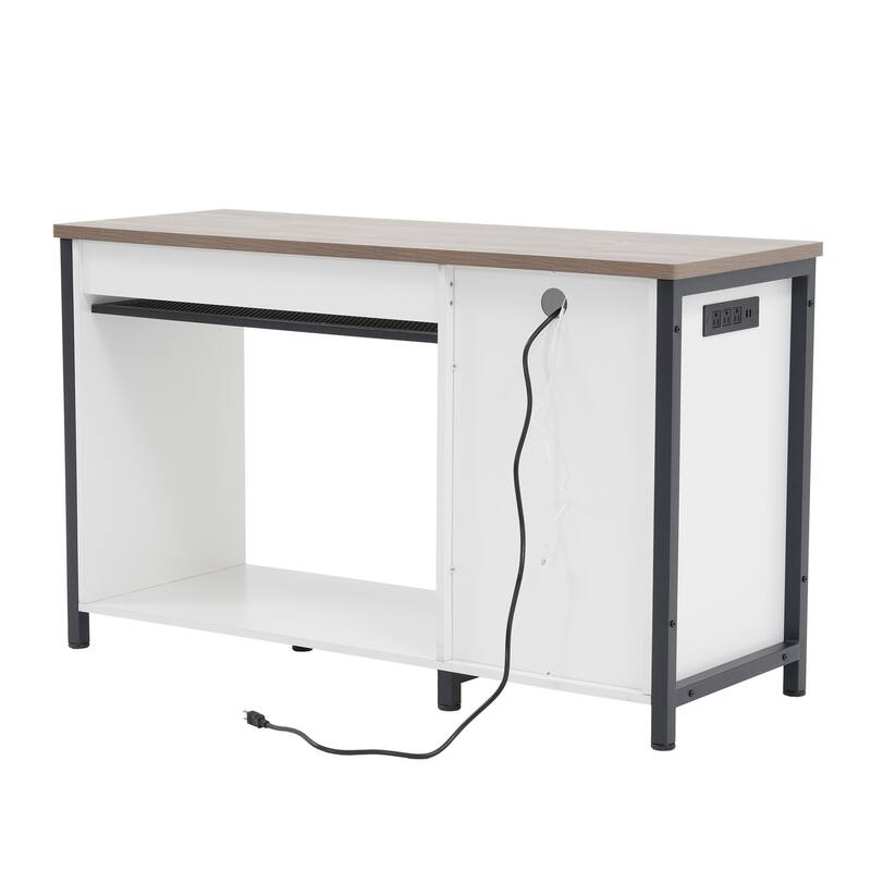 52 Inches Metal Fish Tank Stand With Electrical Outlet For Storage Of Fish Tank Accessories