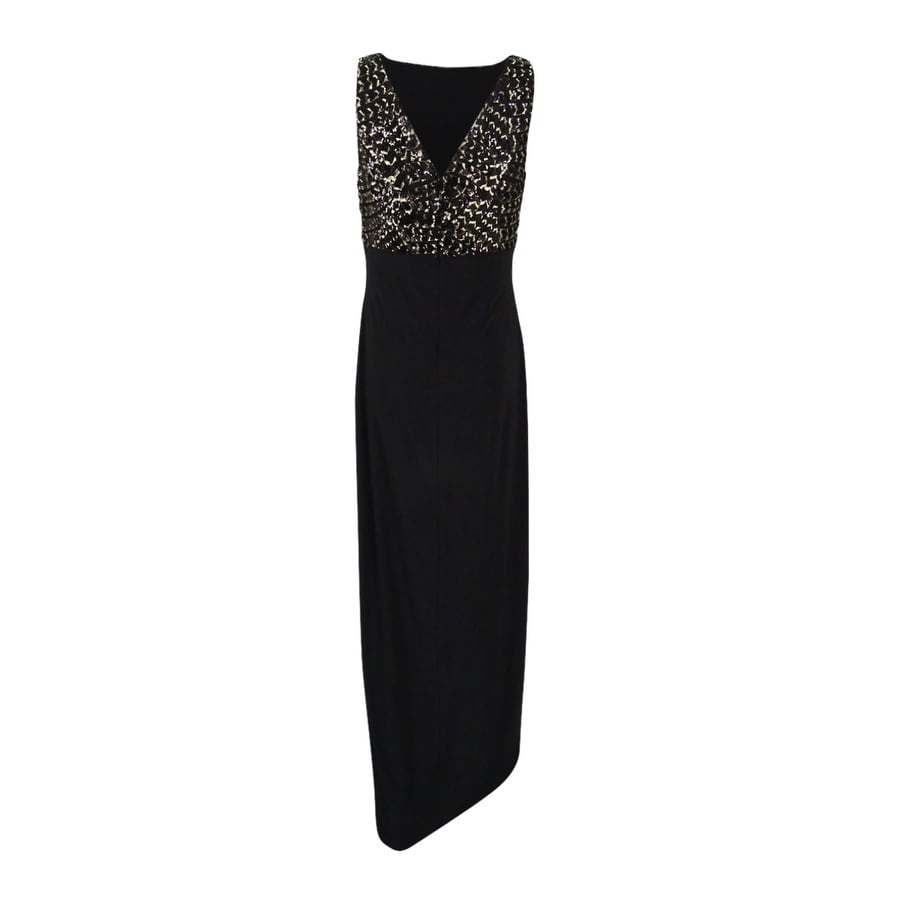 ralph lauren black gold dress
