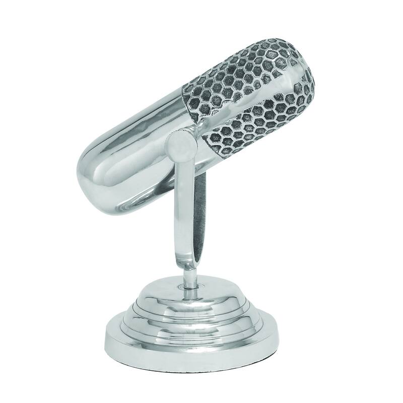 Silver Aluminum Metal Microphone Decorative Sculpture
