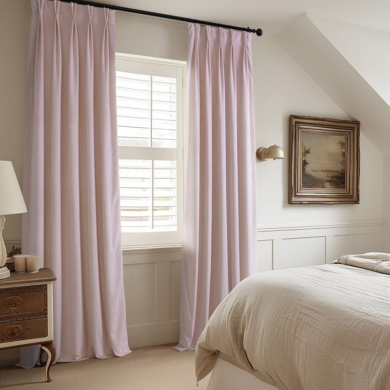 Exclusive Fabrics French Pleat Heritage Plush Velvet Room Darkening Curtains For Bedroom & Living Room Curtains (1 Panel)