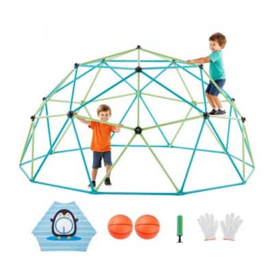 10FT Kids Climbing Dome Jungle Gym Outdoor Playset with Basketballs and Net for Ages 3-10 - 120 x 120 x 60 in