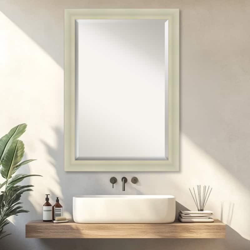 Oliver Beveled Wood Framed Bathroom Vanity Wall Mirror