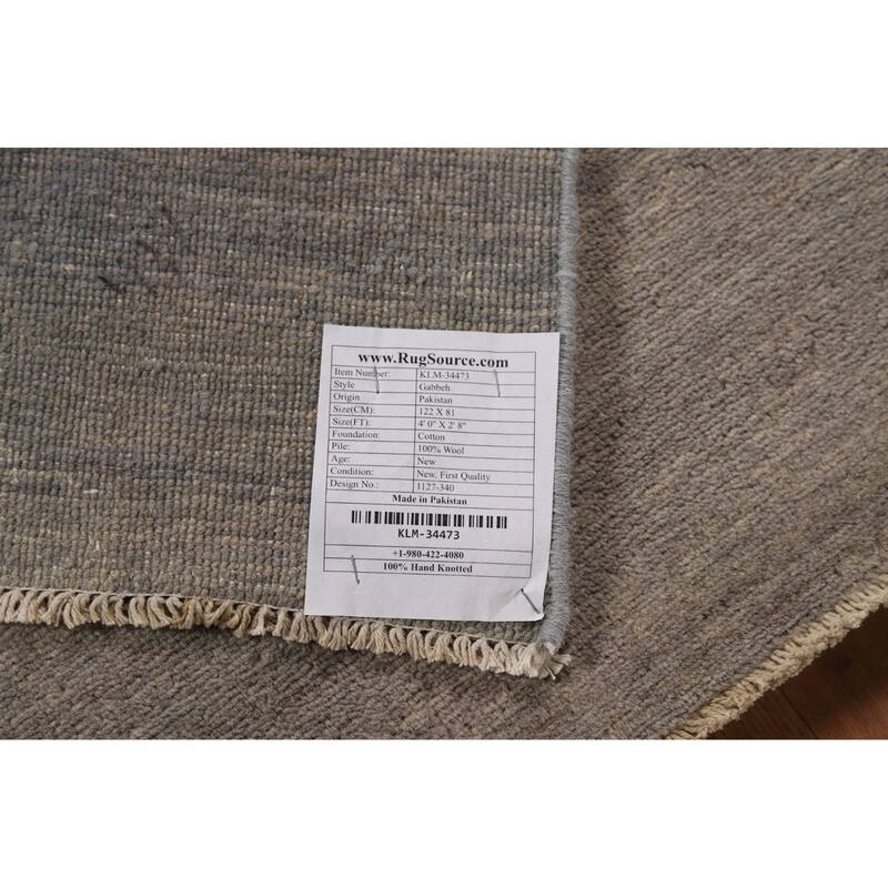 Gabbeh Modern Foyer Rug Hand-Knotted Accent Wool Carpet - 2'8"x 4'0"