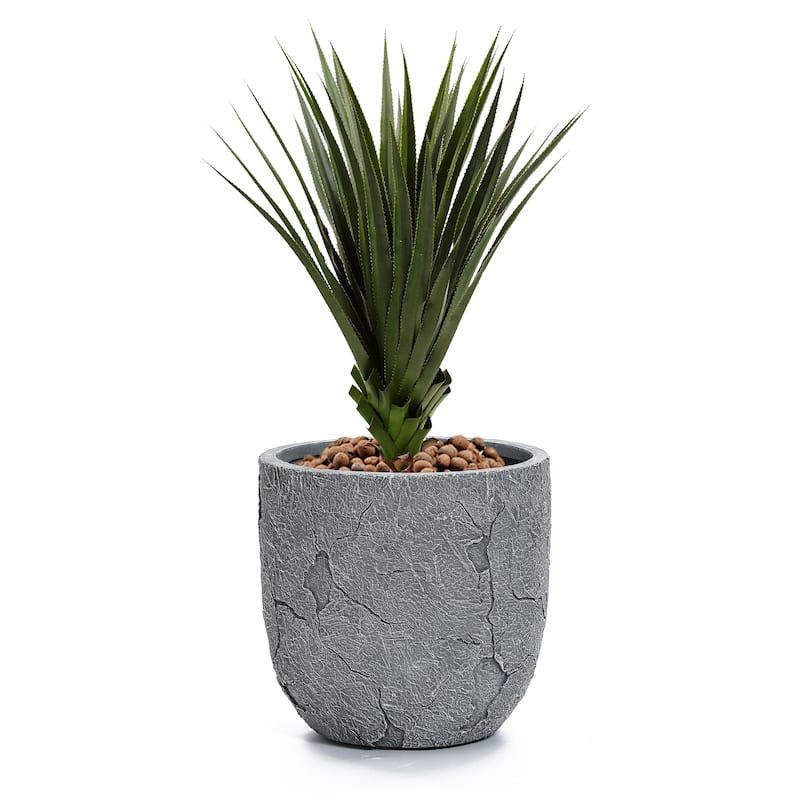 Crackle Grey MgO 14.6" Round Planter