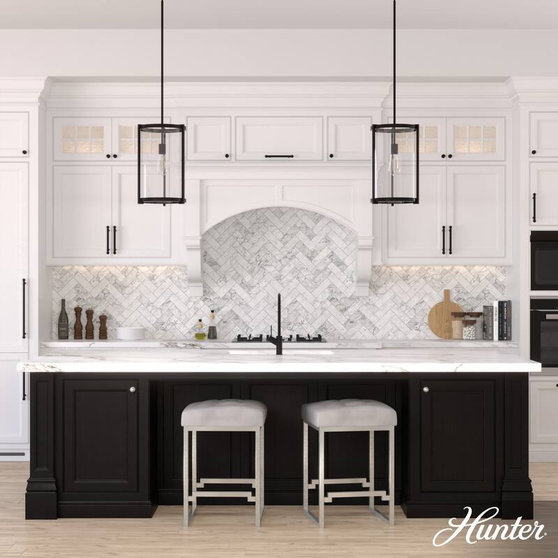 Hunter Astwood 1-Light Pendant - Kitchen Island, Dining Room, Entry - Art Deco, Contemporary, Clear Glass