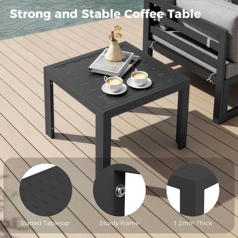 11-Piece Luxury Aluminum Outdoor Furniture Set with Chaise Lounge & Fire Pit Table, 29" Deep Seating Aluminum Patio Sectional