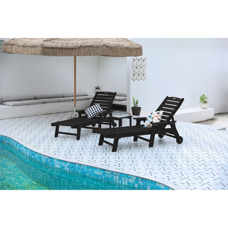 Lounge Chair with Side Table - Black