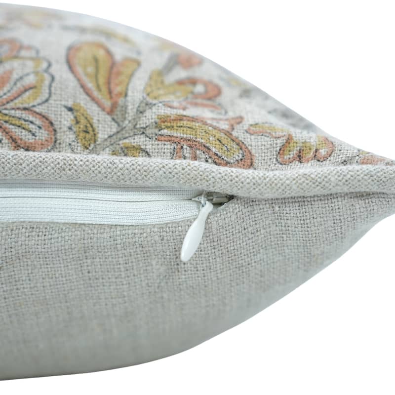 Fabdivine Handmade Floral Block Print Soft Pure Linen Fabric Pipine Pillow Cover Decorative Cushion Case