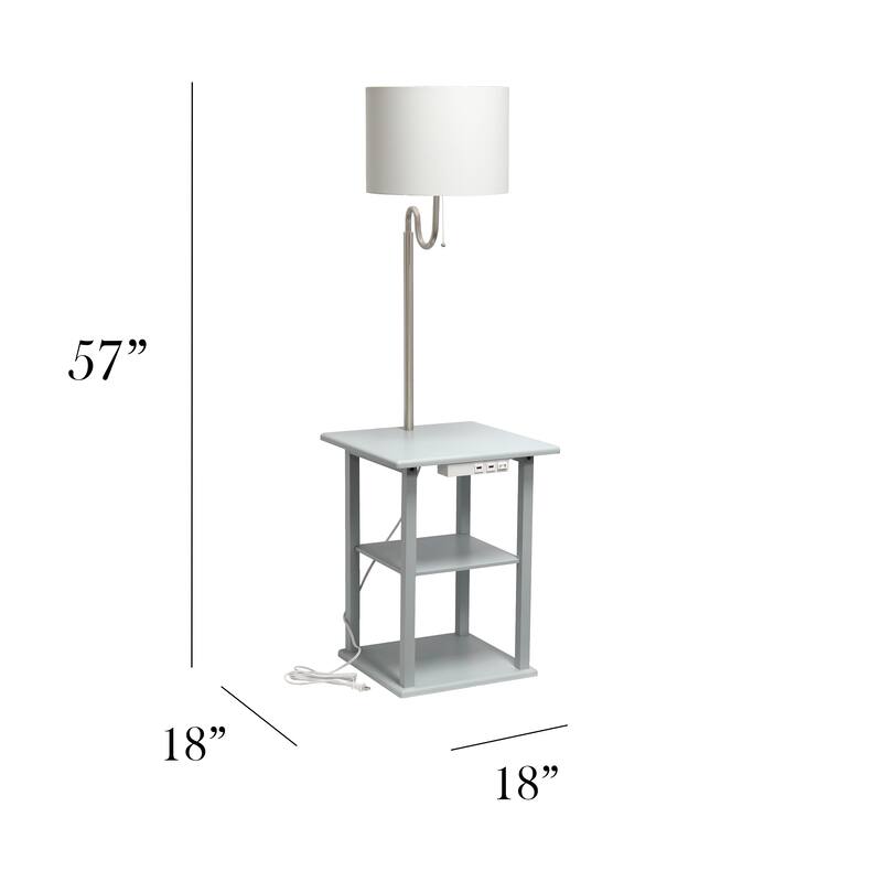 57" 2 Tier Lamp with 2 x USB Charging Ports & Power Outlet