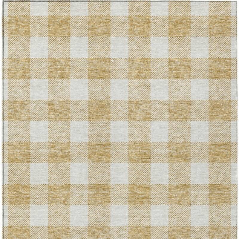 HomeRoots Plaid Transitional Rectangle Outdoor Rug