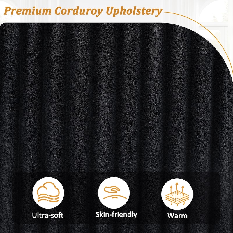 4 Seater Corduroy Sofa Couch with USB Ports and Storage Arms, 133" Modern Sofa with Side Pockets and Flip-Top Cup Holders