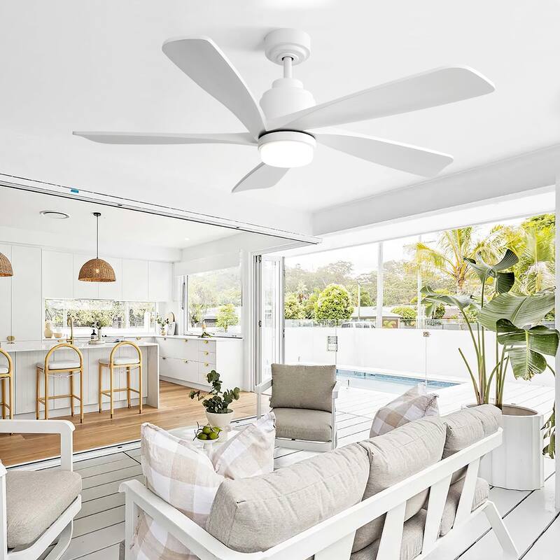 Sofucor 52" Solid Wood Noiseless Ceiling Fans with Dimmable LED Light Optional and Remote, 6-Speed Reversible, Smart Optional