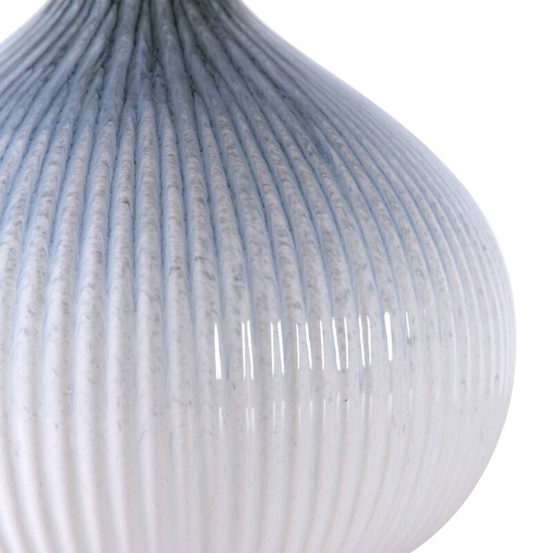 Fluted Ceramic Base Table Lamp with White Drum Shade - 28" - Multicolored