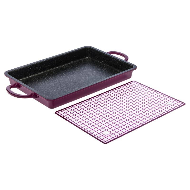 Curtis Stone Dura-Pan+ 2-in-1 Baker/Griddle Pan with Silicone Mat Refurbished - Purple