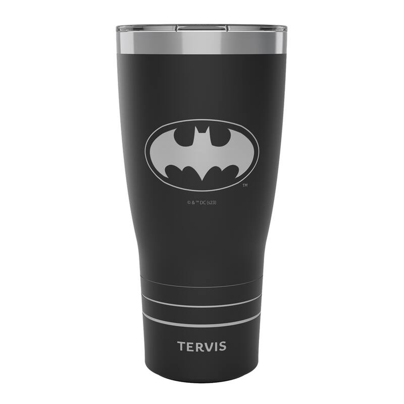 Tervis Traveler DC Comics Batman Logo Engraved on Onyx Shadow Triple Walled Insulated Travel Tumbler, Onyx Shadow - 30oz - 30oz
