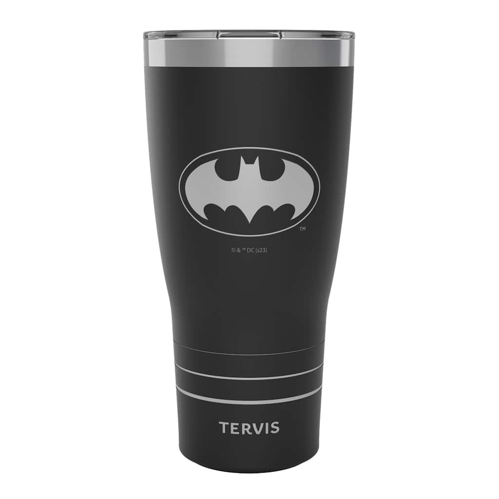 Tervis Traveler DC Comics Batman Logo Engraved on Onyx Shadow Triple Walled Insulated Travel Tumbler, Onyx Shadow - 30oz