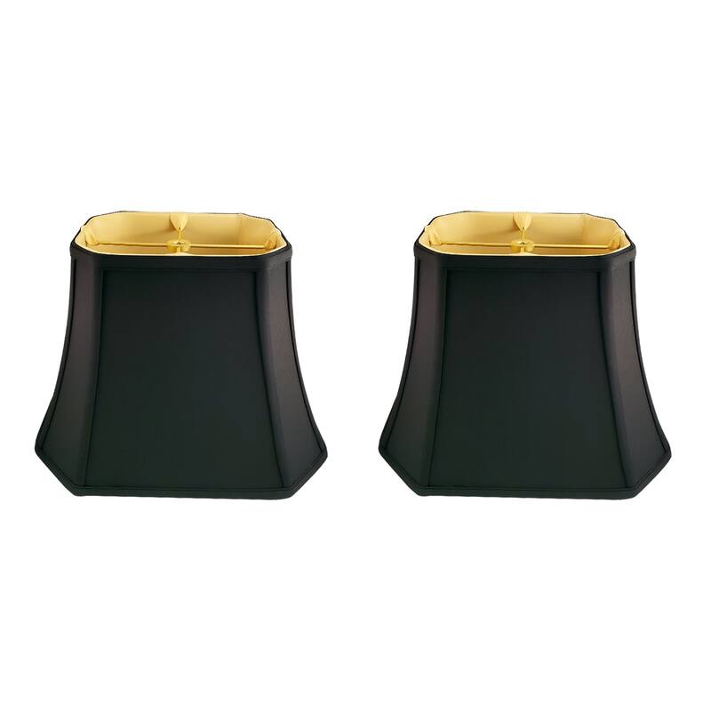 Royal Designs Rectangle Cut Corner Lamp Shade, Black with Gold, (6x8)x(9x14)x10.5 - Set of 2