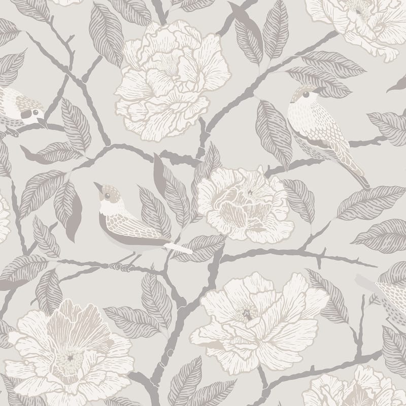 A-Street Prints Bernadina Grey Rosebush Wallpaper