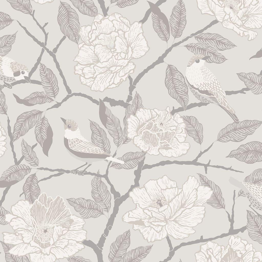 A-Street Prints Bernadina Grey Rosebush Wallpaper