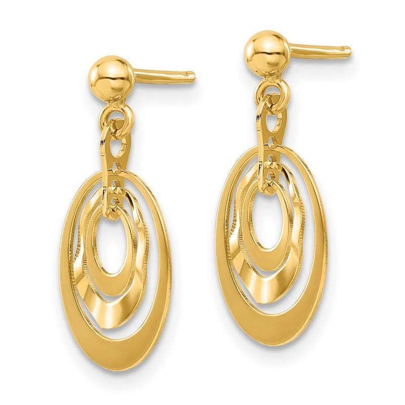 Curata 14k Yellow Gold Polished Ovals Post Guardian Angel Earrings - 20.4x10.35mm
