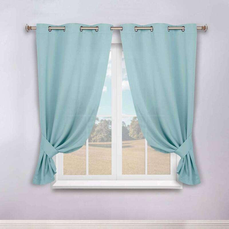 Superior Solid Machine Washable Room Darkening Grommet Blackout Curtains, Set of 2
