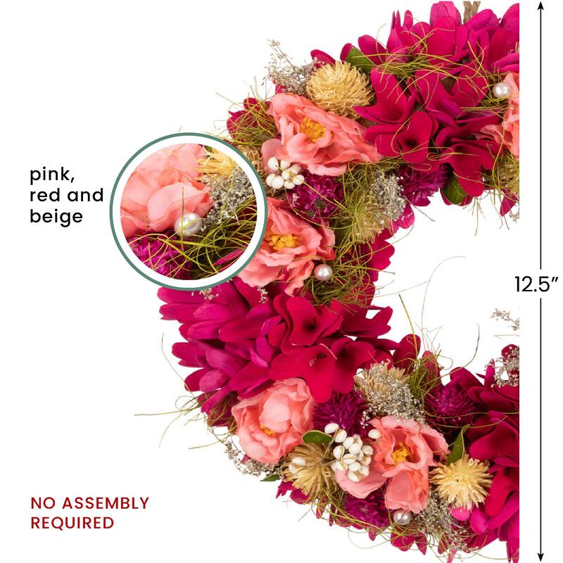 Mixed Floral and Berries Artificial Spring Wreath - 12.5"