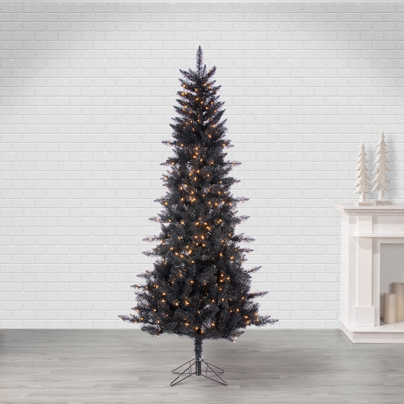 7.5 Foot Black Tinsel Tree - N/A