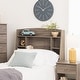 preview thumbnail 2 of 17, Bella Twin Bookcase Headboard, Espresso Drifted Gray