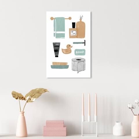 Oliver Gal 'Bathtime Essentials' Bath and Laundry Blue Wall Art