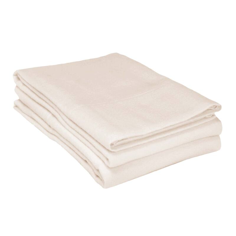 Superior Solid Flannel Cotton Fuzzy Pillowcases, Set of 2