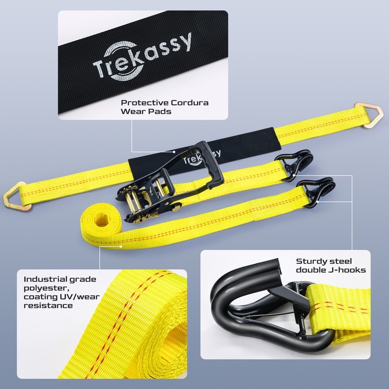 Trekassy 6 × Tie Down Straps Tire straps with 4 Solid Ratchet