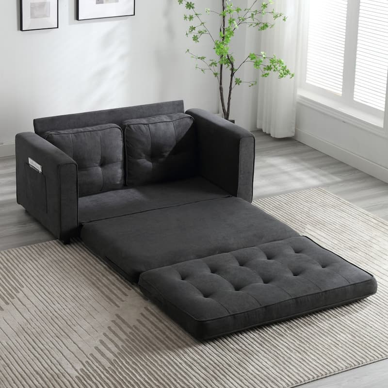 Velvet Upholstered Tufted Space saving Fold Sleeper Sofabed