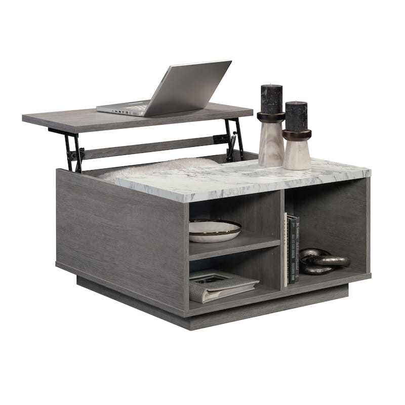 Wood Lift-Top Coffee Table with Concealed Storage, Brown - 31.18" L x 31.18" W x 17.24" H