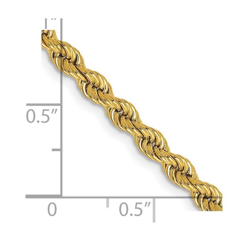 Curata 14k Yellow Gold Solid Lobster Claw Closure 3.65mm Handmade Regular Rope Chain Bracelet