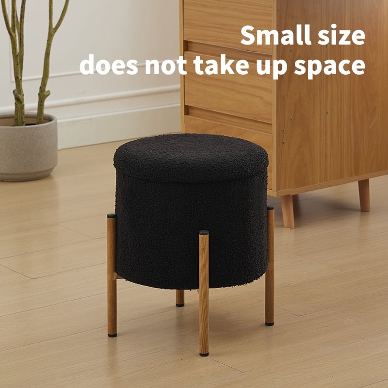 Modern Round Storage Ottoman, Ottoman Foot Stools With Metal Base,Ottoman Footstool with Removable Lid Storage Ottoman