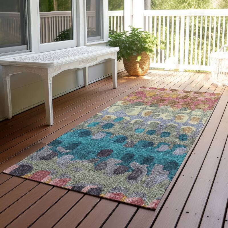 Machine Washable Indoor/ Outdoor Modern Trezze Chantille Rug - Blush - 2'3" x 7'6"