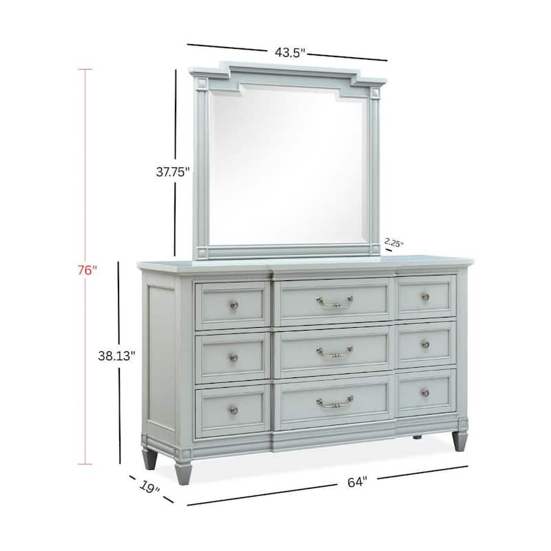 Magnussen Home Glenbrook Pebble Drawer Dresser With Landscape Mirror