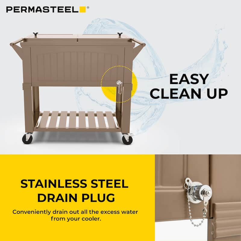 Permasteel 80-Qt Antique Furniture Style Rolling Patio Cooler