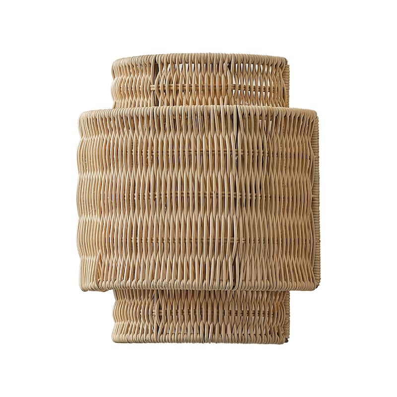 1-Light Bohemian Hand-Woven Rattan Wall Sconce Lighting