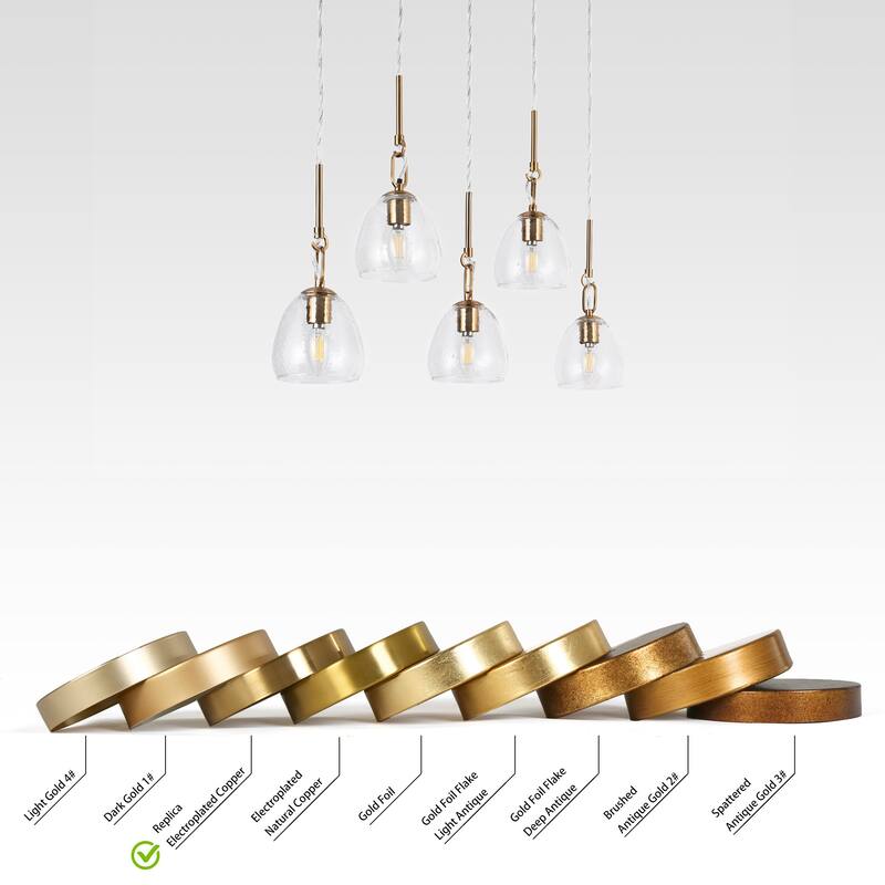 Modern 5-Light Linear Glass Chandelier Island Pendant Lighting for Dining Room - L 32.5" x W 5.1" x H 13"