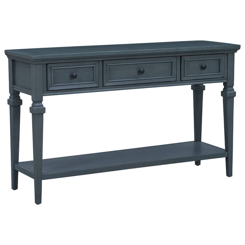Retro Style Console Table with Three Drawers and Bottom Shelf