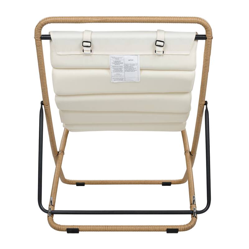 2-Piece Rattan-Wrapped Metal Frame Folding Outdoor Lounge Chair Set by Leisure Zone